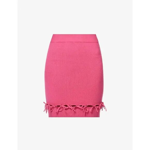 House of Sunny Knit Bodycon Skirt Bow Accent Cut Out Sweater Mini Cute Pink - Picture 2 of 5